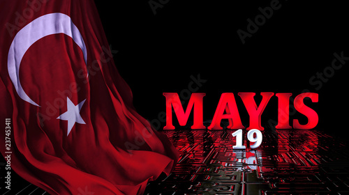 Turkiye Bayragi 19 Mayis 3d Bayrak Tasarimi Stock Illustration Adobe Stock