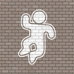 Sticker - happy puppet draw in brick wall