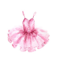 Pink Ballet Dress. Watercolor Illustration Isolated On White Background.
