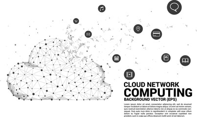 Poster - Cloud computing network technology polygon dot connected line with icon : Concept of cloud server, Storage and data