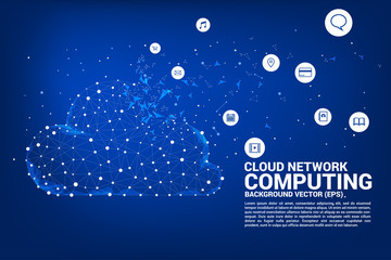 Poster - Cloud computing network technology polygon dot connected line with icon : Concept of cloud server, Storage and data