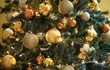 christmas tree with golden ornaments