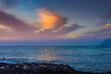 Evening sunset view of the coast near the village of Alcala..  Tenerife. Canary Islands..Spain