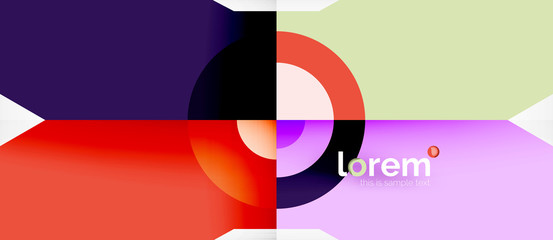 Geometric colorful shapes composition abstract background. Minimal dynamic design