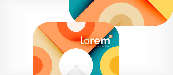 Geometric colorful shapes composition abstract background. Minimal dynamic design