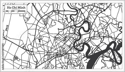 Cuadros en Lienzo Ho Chi Minh Vietnam City Map in Retro Style. Outline Map.