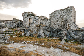 Old Gessopalena town public archeological site of the old medieval village in gypsum stone in Majella mountains