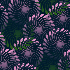  stylized flowers field in night purple shades