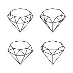 Line Style Diamond Crystal Set on White Background. Vector