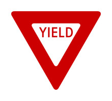 Red Yield Or Give Way Sign With Text Flat Vector Icon For Apps And Print