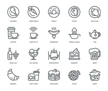 Restaurant Icons, Monoline Concept