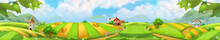 Farm, Panorama Landscape Vector Background