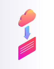 Cloud Upload 3d Isometric Cartoon Vector Banner