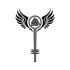 Wall Mural - Valkyrie symbol with Odin's Valknut