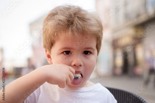 Taking Care Of A Kids Hair Little Child Eating Outdoor