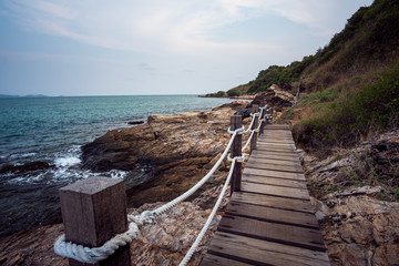 Poster - Wood bridge in to the sea