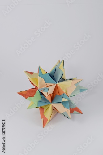 Aus Buntem Papier Kunstvoll Gefaltete Origami Figur Vor Weissem Hintergrund Buy This Stock Photo And Explore Similar Images At Adobe Stock Adobe Stock