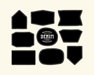 set of patch silhouettes for denim clothing