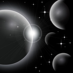 Wall Mural - Galaxy background Universe with planets and bright stars. Cosmic abstract vector illustration for your design.