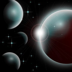 Wall Mural - Galaxy background Universe with planets and bright stars. Cosmic abstract vector illustration for your design.