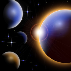 Wall Mural - galaxy background universe with planets and bright stars. cosmic abstract vector illustration for yo