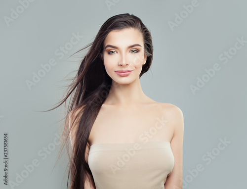 Gorgeous Brunette Girl With Long Healthy Hair Young Woman With