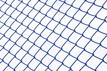 Canvas Print - Texture the blue cage metal net isolate on white background. This has clipping path.