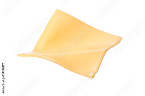 Yellow cheese slices isolated on white background. Canvas