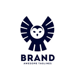 Wall Mural - creative owl fly logo template vector icon illustration design