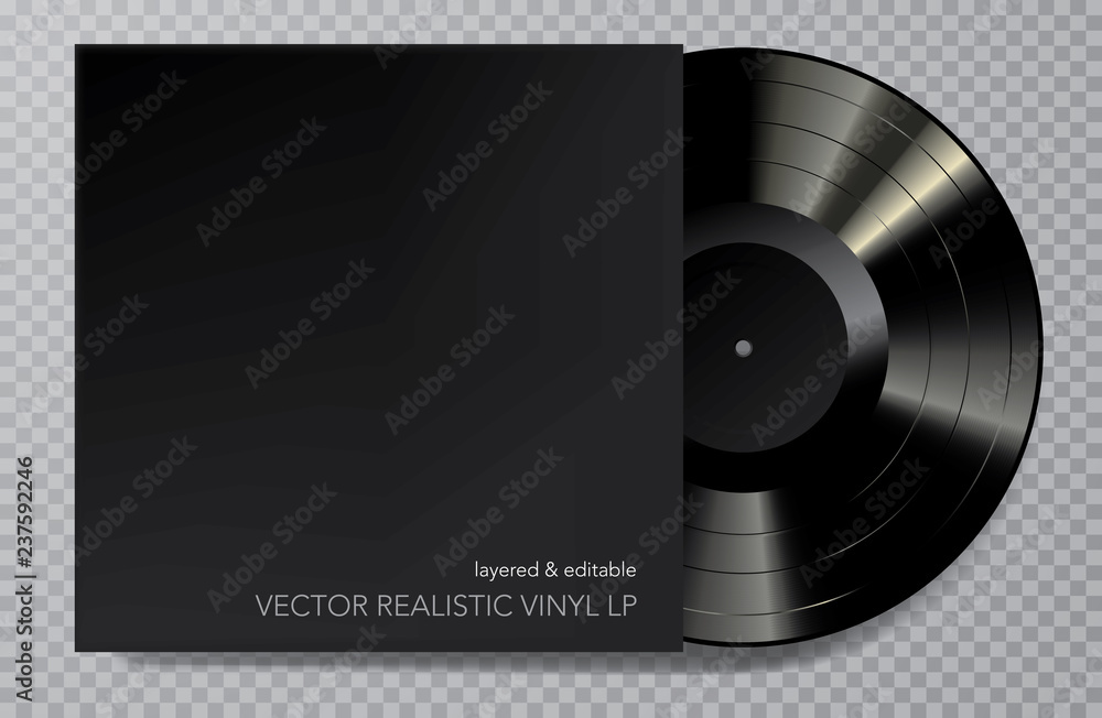LP vinyl black cover - obrazy, fototapety, plakaty 