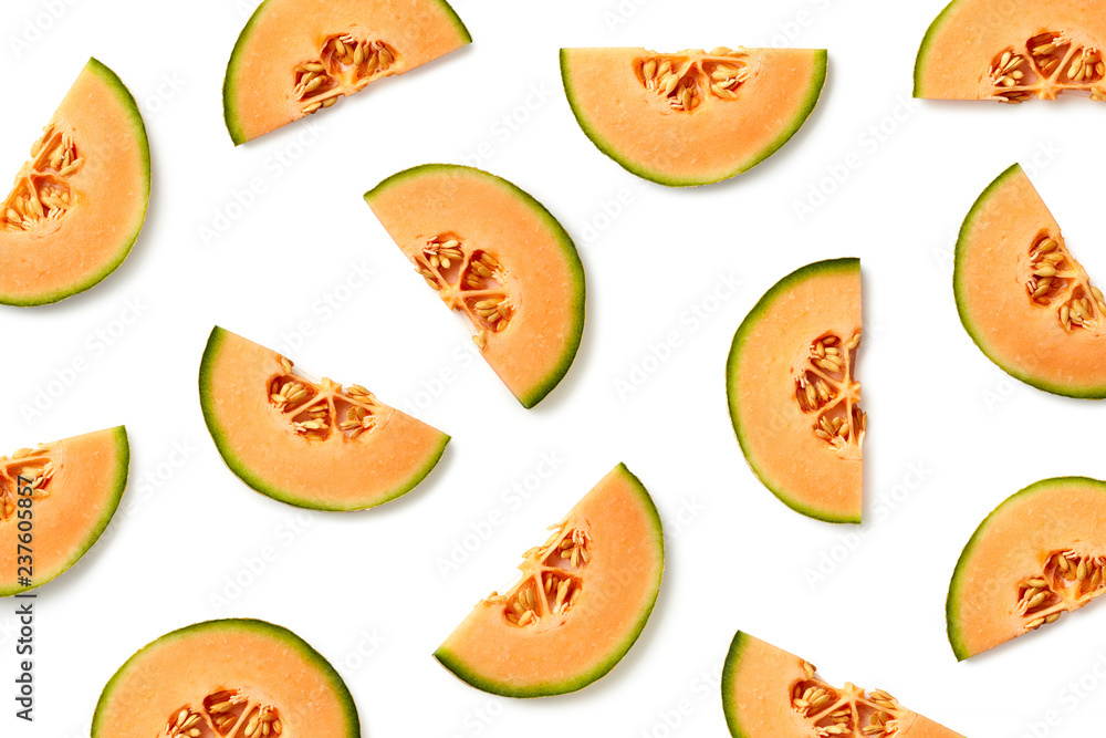 Fruit pattern of melon slices - obrazy, fototapety, plakaty 