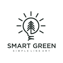 Aufkleber - Line Art Evergreen / Pine tree and bulb Logo design inspiration