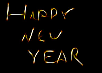 neon inscription happy new year with effects