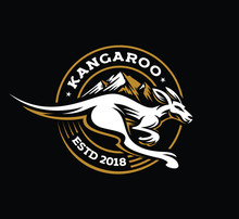 Fast Jump Kangaroo Logo Retro In Badge