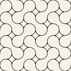 Poster - Geometrical beige linear pattern with curls. Vector seamless texture.