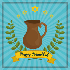 Canvas Print - happy hanukkah card with teapot