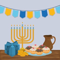 Canvas Print - happy hanukkah celebration icons