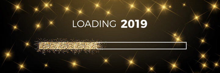 Canvas Print - Loading 2019 Glitzer Sterne Funkeln Banner Header