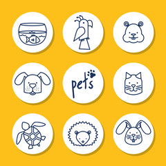 Poster - group of pets icons