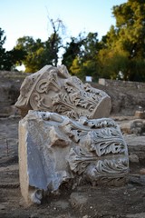 Archaeology class visiting ruins of Ancient and Biblical City of Ashkelon in Israel, Holy Land