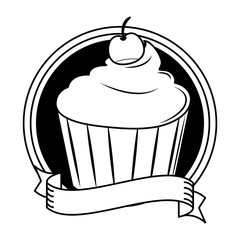 Poster - Delicious cupcake dessert in black and white