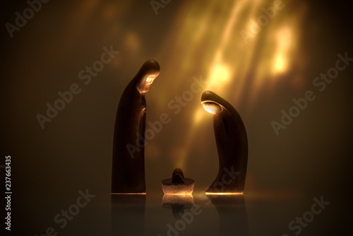 Fotomural Scene of Christmas with wooden manger