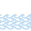 Blue and white doted ocean waves seamless border, vector
