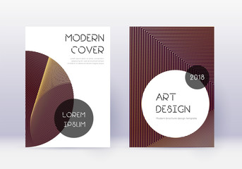 Trendy cover design template set. Gold abstract li