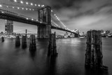 Fototapeta  - Black & white image of the Brooklyn Bridge, in Manhattan, New York City