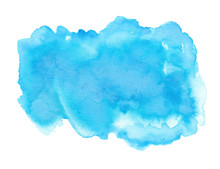Watercolor Background Blotch Or Blue Painted Blot Design Element, Artist Paint Color Splash With Watercolor Texture