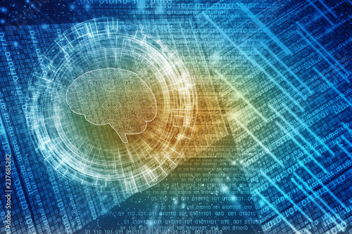 фотография 2d illustration Concept of thinking, background with brain, Abstract Artificial intelligence