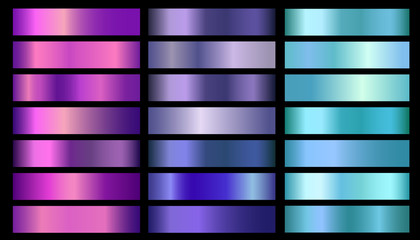 Wall Mural - pink, purple, violet, blue, aquamarine metallic foil texture vector gradients set