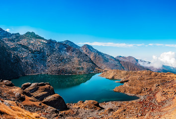 Langtang gosainkunda lake panorama