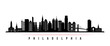 © greens87 - Philadelphia city skyline horizontal banner. Black and white silhouette of Philadelphia city, Netherlands. Vector template for your design.